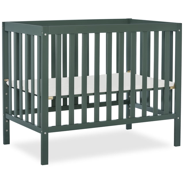Dream On Me Edgewood Lit de Bébé Mini Convertible 4-en-1 en Vert Foncé Mat avec Lattes Verticales et support de Matelas Blanc Ajustable, en Bois de Pin Massif. Ce Lit de Bébé Convertible Convient aux Crèches Bohèmes chic et Répond aux Normes de Sécurité ASTM et CPSC.
