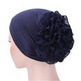 thumbnail image 1 of Fgnfyis Women Flower Ruffle Cancer Chemo Hat Beanie Scarf Head Wrap Cap Baseball Caps Navy, 1 of 1