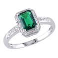 thumbnail image 1 of 1.00 Carat (ctw) Lab-Created Emerald Ring with Diamonds in Sterling Silver, 1 of 4