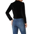 thumbnail image 3 of INSPIRE CHIC Women's Velvet Notched Lapel Zipper Cropped Motorcycle Jacket XS Black, 3 of 7