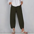 thumbnail image 2 of Timegard Plus Size Pants for Women Elastic Waist Solid Color Comfy Fall Casual Crop Pants with Pockets, 2 of 5