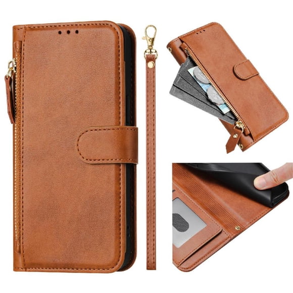 Filp Case for UMIDIGI A15/A15C/A15T Zipper Pocket Magnetic Flip Wallet Phone Case with 7 Card Slots and Wrist Strap