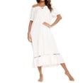 thumbnail image 2 of Timegard Longues Robes de Nuit pour Femmes Manches Courtes Col Rond Vêtements de Nuit Décontractés Amples Confortables Robe de Maison, 2 of 4