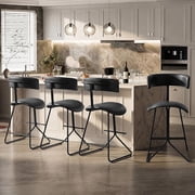 BeesClover Bar Stools Set of 4,Counter Height Stools with Backs,Modern Faux Leather High Barstools Metal Leg, Ergonomic Backrest,Tall Barstools Chairs for Kitchen Island Home Bar, Easy Assembly