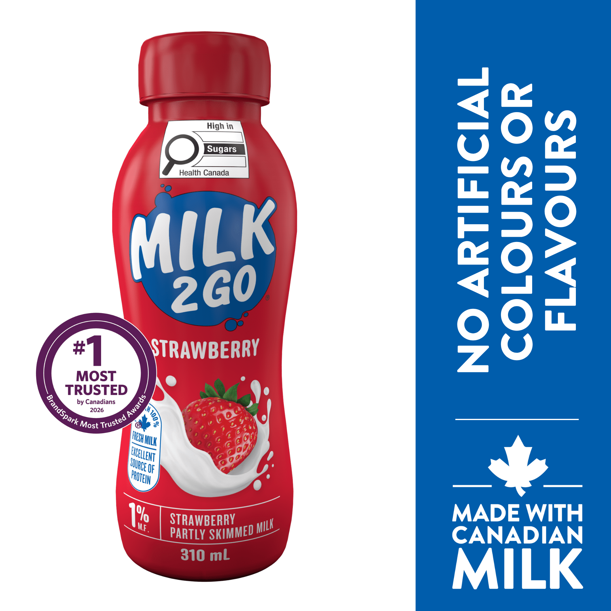 Milk2Go 1% Strawberry Partly Skimmed Milk