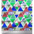 thumbnail image 1 of Soimoi Blue Silk Fabric Triangle Geometric Printed Fabric 1 Yard 42 Inch Wide, 1 of 3