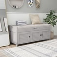 thumbnail image 1 of Storage Bench with 3 Shutter-shaped Doors, Shoe Bench with Removable Cushion and Hidden Storage Space, 1 of 12