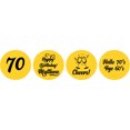 thumbnail image 1 of Darling Souvenir Cheers 70th Birthday Custom Name Stickers 190 Pcs Candy Labels Party Favor-Yellow, 1 of 1