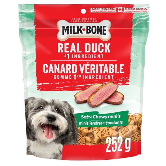 Milk-Bone® Real Duck #1 Ingredient, Soft & Chewy Mini Duck Recipe Dog Treat 252g, 6ct