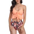 thumbnail image 4 of RKSTN Tankini Set for Women Swimsuits Ruffled High Waisted Tummy Control Knot Adjustable Straps Backless Bathing Suits, 4 of 8