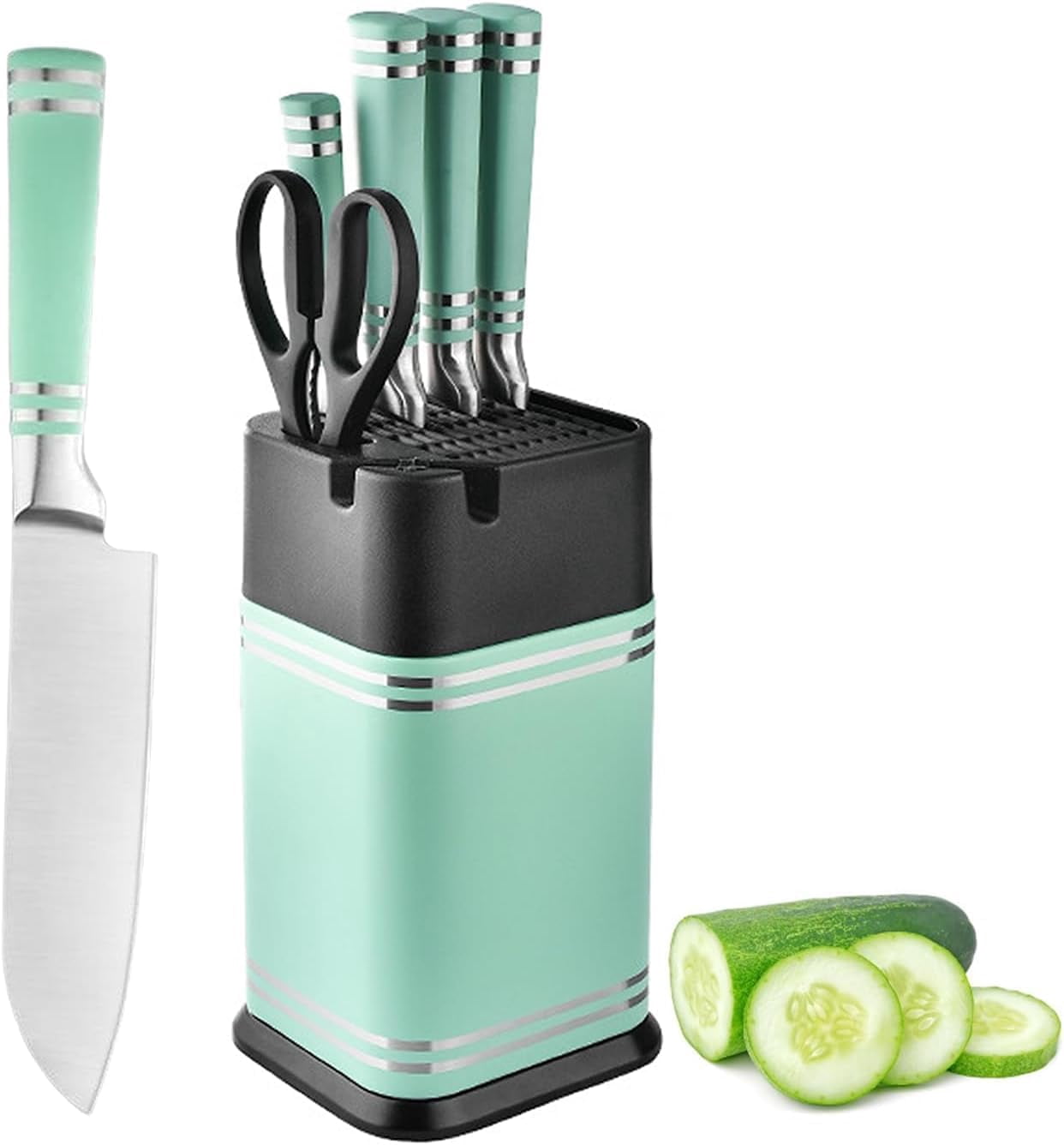 Knife Set, 6 Pieces Chef Knife Set with Block for Kitchen, Stainless Steel Sharp Knife Block Set with Ergonomic Handle, Professional Cooking Knife Set for Home Restaurant