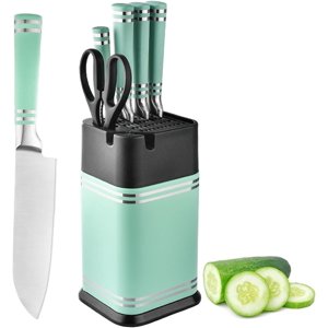 Ensemble de couteaux, 6 Pièces Couteau Chef ensemble avec bloc pour la cuisine, en acier inoxydable Couteaux Couteux ensemble avec poignée ergonomique, ensemble de couteau de cuisine professionnel pour le restaurant à domicile