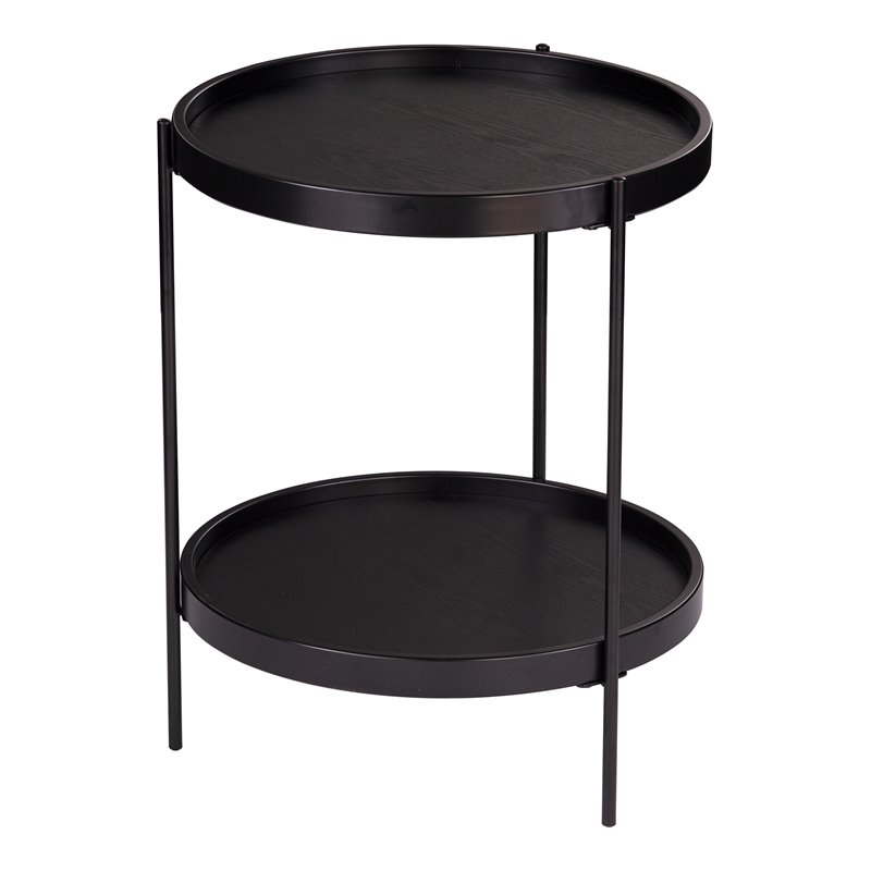 SEI Furniture Verlington Round Farmhouse End Table in Black