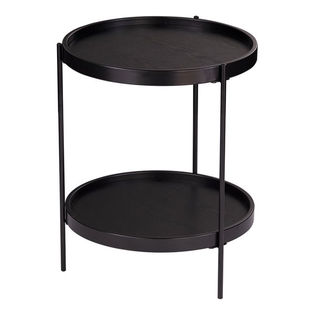 SEI Furniture Verlington Round Farmhouse End Table in Black