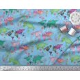 thumbnail image 3 of Soimoi Blue Moss Georgette Fabric Stamp & World Map Print Fabric by the Yard 42 Inch Wide, 3 of 5