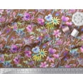 thumbnail image 2 of Soimoi Satin Silk Fabric Flower Watercolor Print Fabric by Yard 42 Inch Wide, 2 of 3
