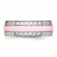 thumbnail image 4 of Stainless Steel Polished Pink Ceramic CZ Ring 7 Size, 4 of 7