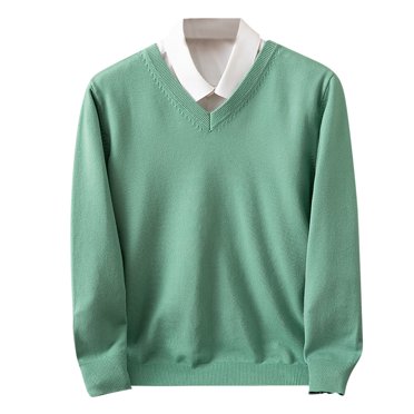 EYWGYA Warm Sweater for Men,Men's Long Sleeve Shirts,Men's Shirts Solid Color V Neck Knit Pullover Slim Soft Casual Winter Tops