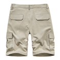 thumbnail image 4 of SDNall Men Casual Solid Zipper Button Pockets Elastic Waist Cropped Cargo Shorts, 4 of 9