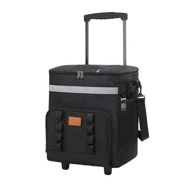 Kyusrd Sac de Glace à Poignée Télescopique pour Pique-Nique en Plein Air Grande Capacité Glacière Roulante avec Roues Boîte Isolée Portable pour Utilisation en Voiture