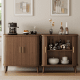 thumbnail image 4 of GIKPAL Sideboards and Buffets, Accent Cabinet with Tambour Sliding Doors, Adjustable Shelf for Kitchen Storage, Storage Cabinet for Dining Living Room, Entryway, Walnut, 4 of 9