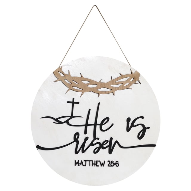 Agiferg He Is Risen Panneau de Pâques Décoration de Porte d'Entrée Suspension de Porte Printemps Decor Home Decor