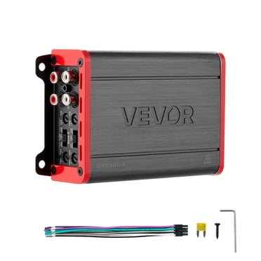 VEVOR Amplificateur Audio pour Voiture à 4 Canaux 2 Ohms Stable, Pontable, Classe D, Amplificateur à Portée Complète, Puissance Max 4 x 120 W @ 4 Ohms / 4 x 200 W @ 2 Ohms pour Voiture, VUS, Camion Tout-Terrain