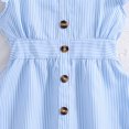 thumbnail image 4 of Besolor Robes d'Été pour Filles 2025 Rayées Col en V Manches Flottantes Bouton Robe Fluide pour Enfants, 4 of 7