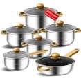 thumbnail image 1 of Stainless Steel pots and Pans Set, 12 Pieces Kitchen Cookware Set, Non-Toxic Cooking Set with Stay-Cool Handles, Dishwasher Safe,Works with Induction/Electric and Gas Cooktops (Silvery E), 1 of 6