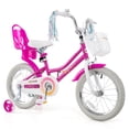 thumbnail image 1 of Costway Vélo pour Enfants 16 Pouces avec Panier, Siège pour Poupée, Rubans Colorés, Roues Stabilisatrices, Rose, 1 of 10