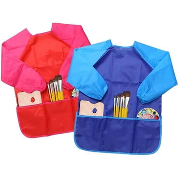 2 Pack Kids Art Smock Kids Waterproof Painting Apron Children's Artist Apron with Long Sleeve
