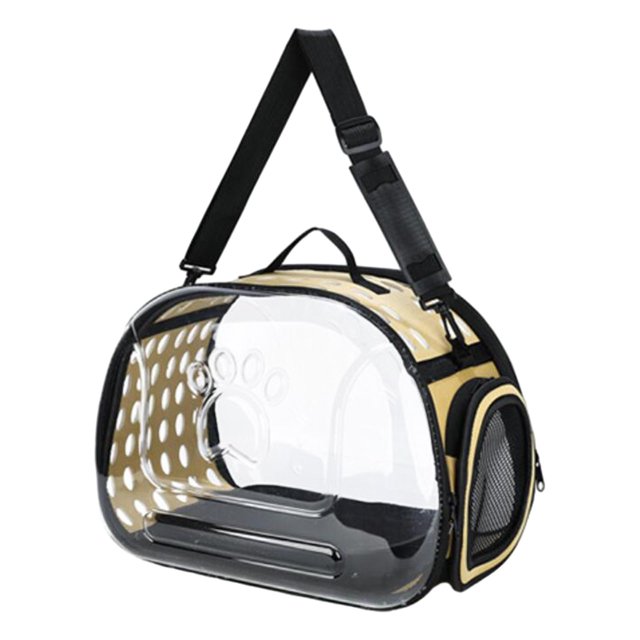 Esquirla Collapsible Soft Sided Pet Carriers Clear for Puppy Small Medium Dogs Hiking Gold L