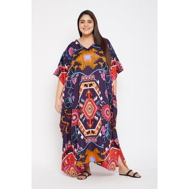 Caftans Longs pour Femmes Grande Taille Caftan d'Été Imprimé Sortie de Plage Kimono Robe Tenue d'Intérieur en Ligne