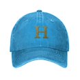 thumbnail image 1 of ZICANCN Adjustable Baseball Cap Women, Alphabet H Pattern Hats for Men Adult Washed Cotton Denim Baseball Caps Fashion, Blue, 1 of 6