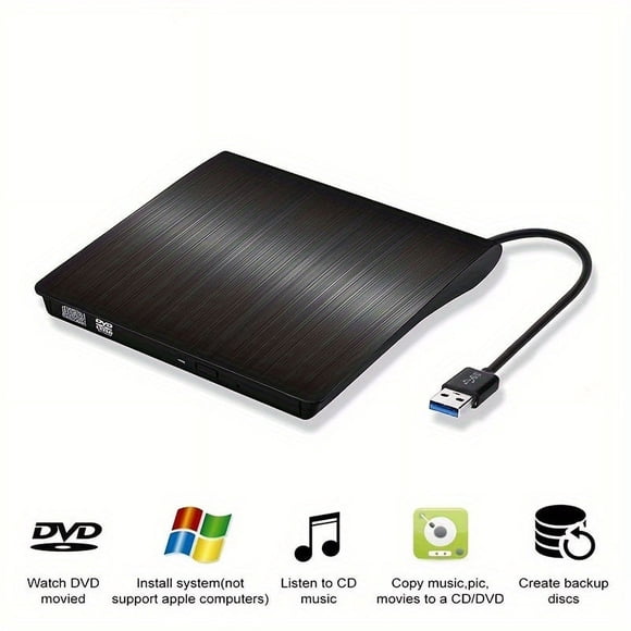 DEBGFS Portable External DVD Drive - CD & DVD Drives for Laptop Desktop PC Windows Linux Mac IOS - USB 3.0 Type-C Compatible CD/DVD Player with Fast Data Transfer and Plug-and-Play Functi,Black
