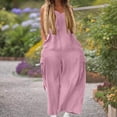 thumbnail image 4 of Wlynlyn Plus Size Jumpsuits for Women Sleeveless Rompers V Neck Baggy Wide Leg Trousers Overalls Size L, 4 of 7