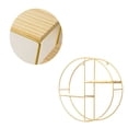 thumbnail image 2 of JUNWELL Creative Nordic Style  Shape Storage Rack Wrought Iron Double-Layer Wall Shelf Bedroom Living Room Wall Hanging Ornament Finishing Rack (Golden), 2 of 6