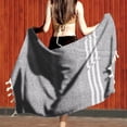 thumbnail image 4 of Serviette de Plage Turque Antiadhésive Motif Rayé Sable pour Adultes Châle de Sauna Extérieur, 4 of 6