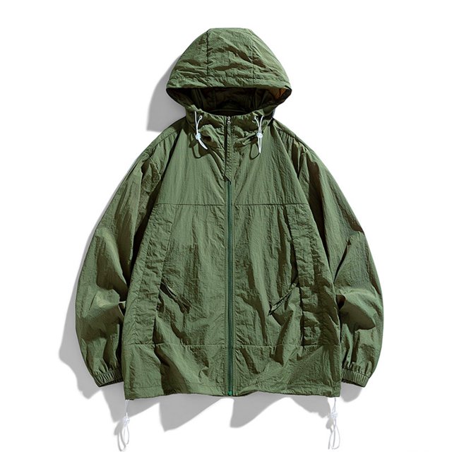 RXIRUCGD Ensemble de Protection Solaire pour Homme Veste Décontractée à Manches Longues avec Capuchon, Vert Armée, Taille : M
