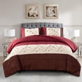 thumbnail image 4 of Marina Decoration Home Decor Ultra Soft Luxury Fluffy Goose Down Alternative Bedding Printed Comforter Set, Modern Burgundy Cosmos Floral Pattern, 4 of 5