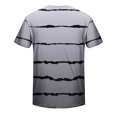thumbnail image 5 of Penkiiy T-Shirt à Manches Courtes pour Hommes, Col Rond, Rayé, Imprimé, Entraînement Physique, Sport, Gris, 5 of 5