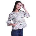 thumbnail image 3 of Moomaya Haut d'Été en Coton Imprimé, Ourlet Évasé, Hauts Boho, Blouses Décontractées Amples, 3 of 4
