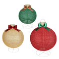 thumbnail image 1 of Holiday Time Lot de 3 Boules de Noël Lumineuses avec Noeud, Rouge/ Or/ Vert, 1 of 4
