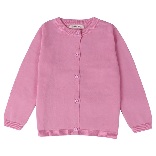 Toddler Girl Sweaters Cable Knit Long Sleeve Crewneck Button Cardigans Sweaters Kids Solid Color Crew Neck Kitted Tops Fall Winter Cardigan Outerwear Pinks 3T