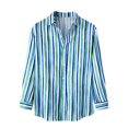 thumbnail image 1 of Chemise à Manches Longues pour Homme Mode Homme Automne Hiver Poche Latérale Simple Col Montant Chemise à Manches Longues Rayée Haut, 1 of 9