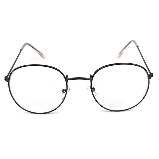 Lunettes à Impression Métallique Rondes à Grande Monture Unisexes Lunettes Décoratives Légères Lentille Claire Lunettes Rétro