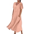 thumbnail image 2 of UPPADA Robes d'Été pour Femmes 2025 Robes d'Été pour Femmes 2025 Robe en Coton et Lin à Manches Courtes Col Rond Ample Décontractée Tunique Robes de Plage avec Poches Vestidos Para Fiestas Elegantes, 2 of 6