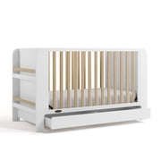 Graco Read-with-Me 4-in-1 Convertible Baby Crib with Drawer, White with Driftwood