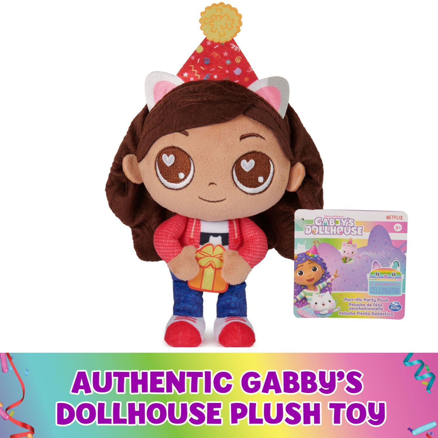 Gabby’s Dollhouse, Celebration Series 9-Inch Tall Gabby Girl Plushies, Kids Toys for Girls & Boys Ages 3 and Up