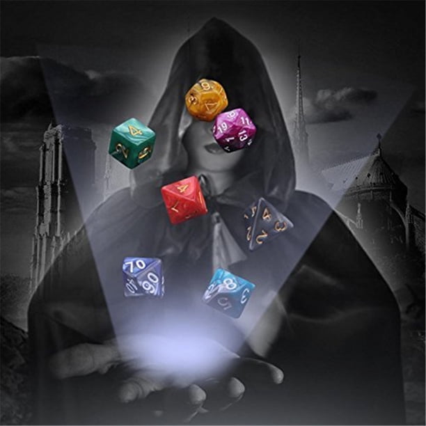 EGNMCR 49 Pcs dés Polyédriques Bicolores pour Donjons et Dragons Jeux de Table, Cadeaux de Noël pour Enfants